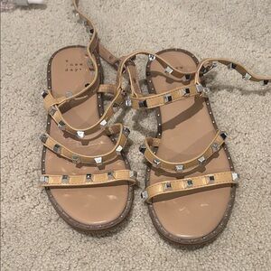 A New Day Women's Beige and Silver Studded Sandals